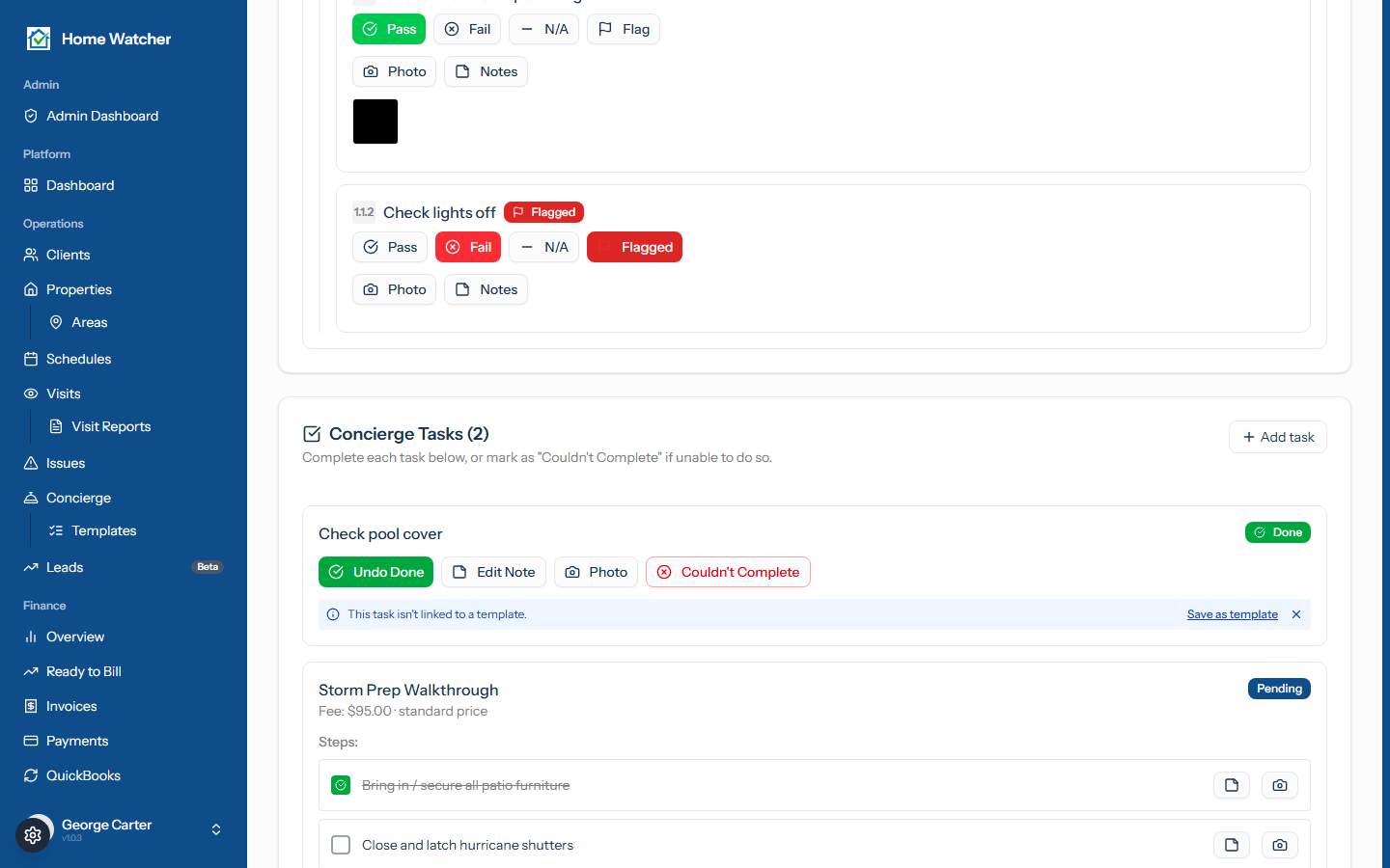 Concierge tasks during a visit