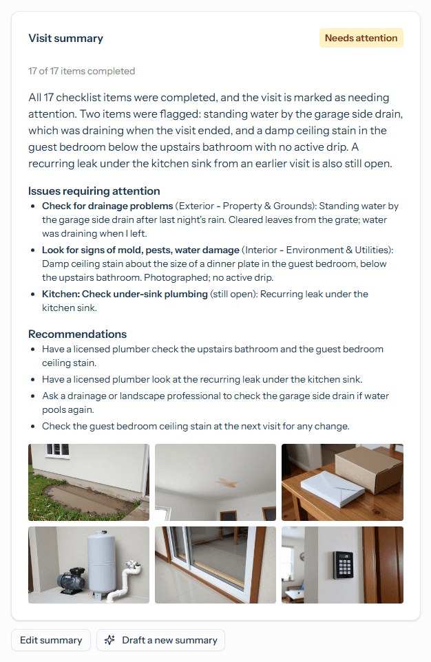 The report page with the one-page summary and the Edit summary button