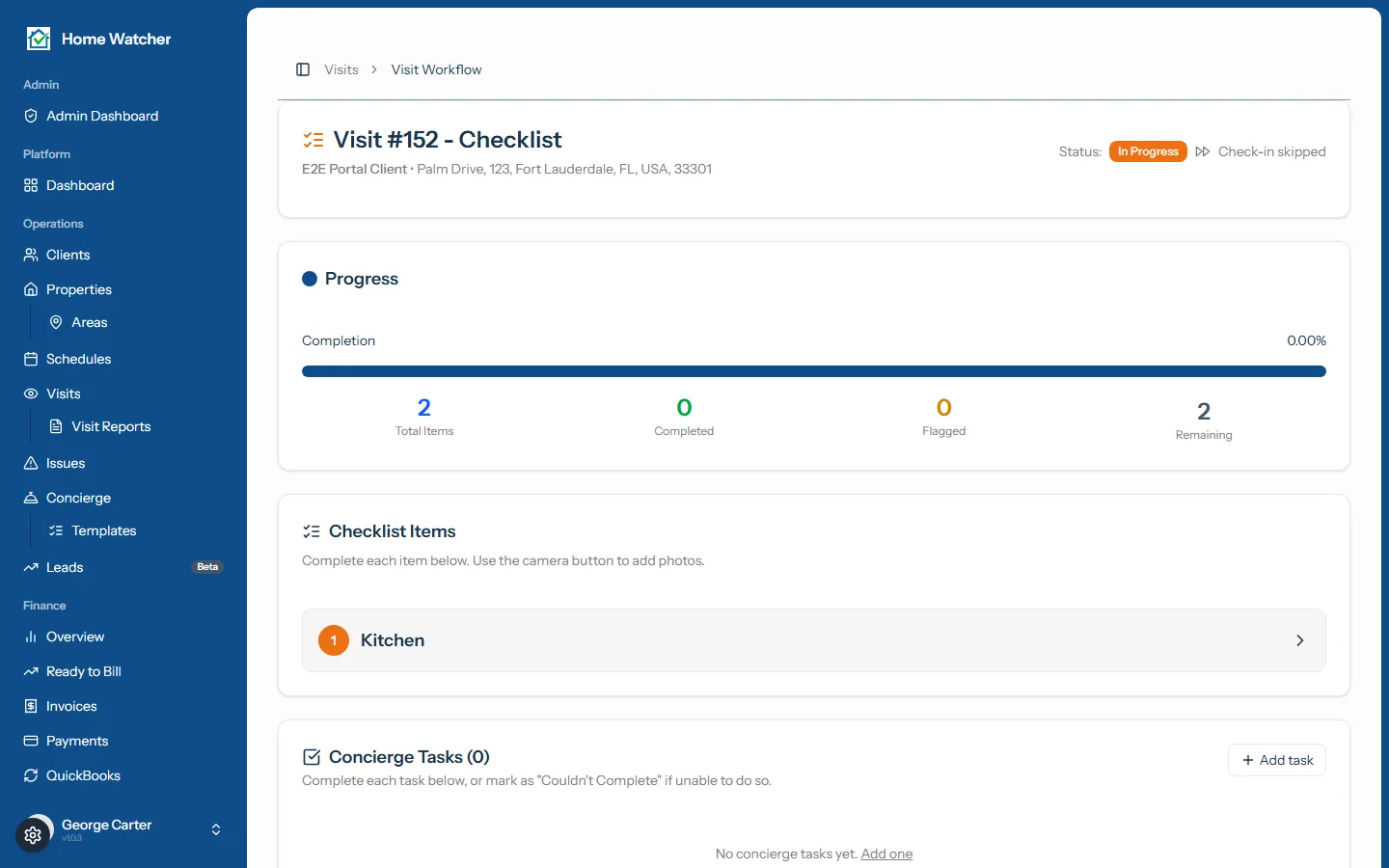 Visit checklist in the field with progress tracker and photo capture